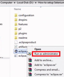 Install Eclipse - Run As Admin Install Eclipse - Run As Admin