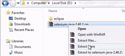 Install Selenium WebDriver - Extract File Install Selenium WebDriver - Extract File