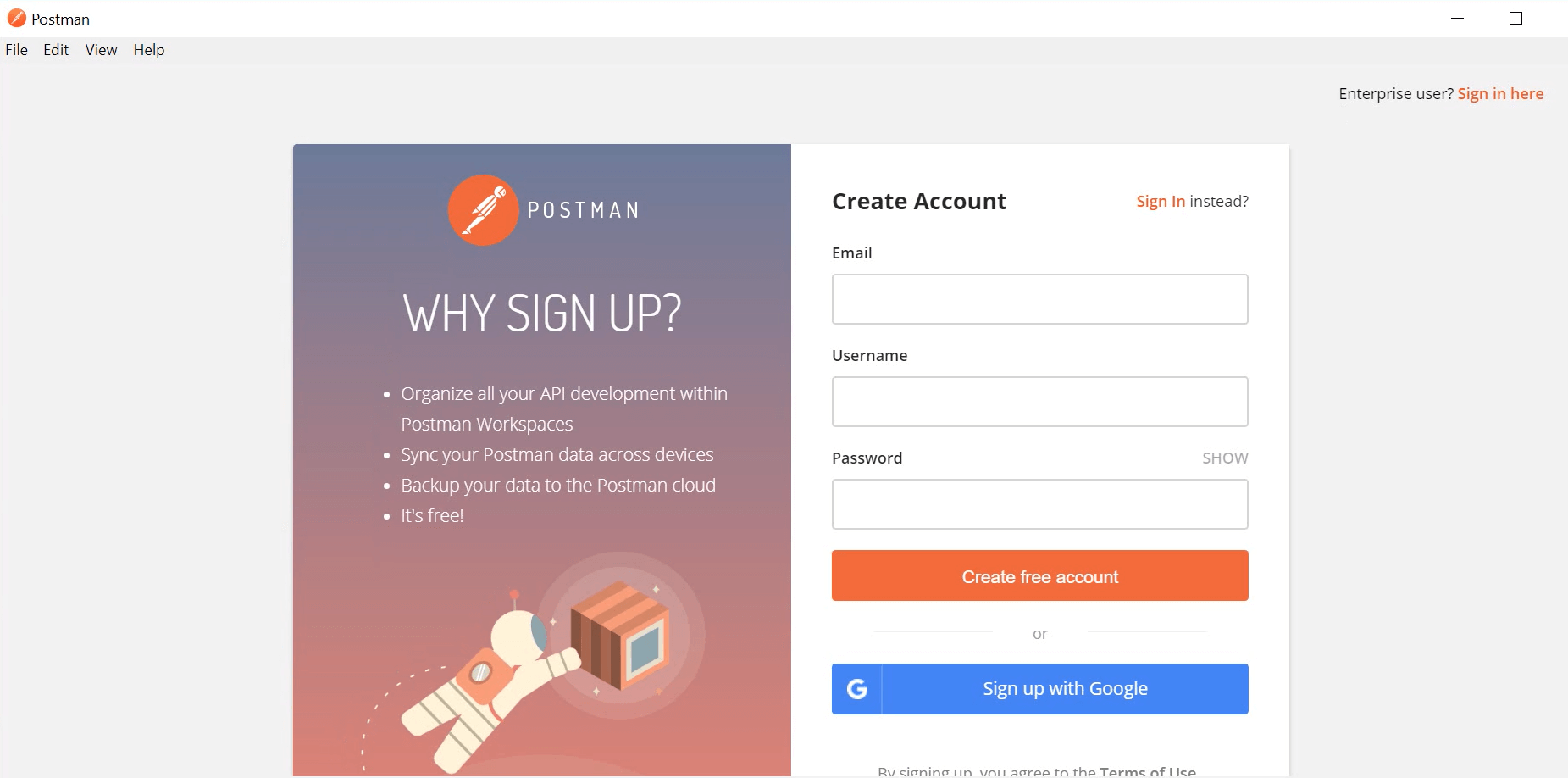 Postman Registration