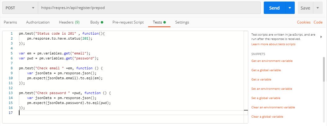 Postman Data Driven Testing